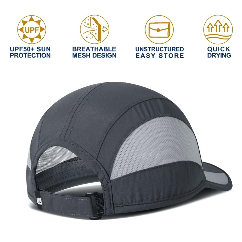 GADIEMKENSD Quick Drying Breathable Running Outdoor Hat Only, Dark grey,