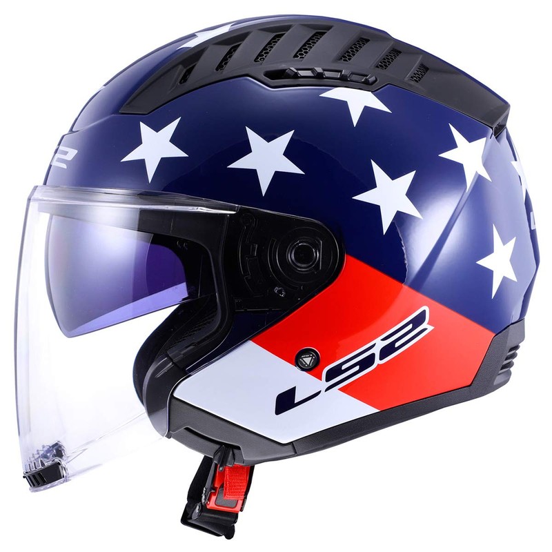 LS2 Helmets Copter Open Face Helmet (American Red/White/Blue - Large)