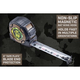 Spec Ops Tools 35-Foot Elite Series Magnetic Tape Measure, 1 1/4" Double-Sided Blade, includes Fractional Markings, 12 Feet of Stand Out, Military-Grade Composite Case, 3% Donated to Veterans