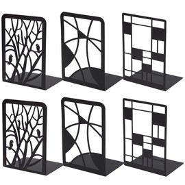 Latauar Sujetalibros de Metal Antideslizante Resistente, Sujetalibros para Estantes, Extremos de Libro, Sujetalibros Antideslizantes