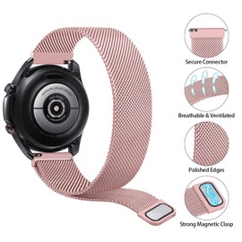 Zoye Metal Strap Compatible with Garmin Vivoactive 5/3, 20mm Adjustable Stainless Steel Band for Vivomove 3, Forerunner 245/645 Music (Rose)