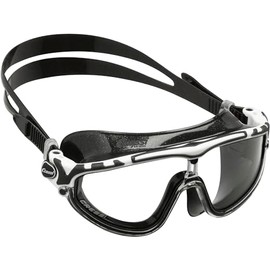 Cressy DE203451 Open Water Swimming Goggles, Unisex, 1-Eye Type, Wide View, UV Protection Lens, Black/White & Black