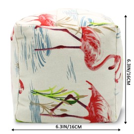 CERAYOU Decorative Weighted Door Stopper, Fabric Door Stop with Handle, Square Cube Heavy Duty Door Floor Stop Wall Protectors for Home Office Bedroom Living Room Exterior Doors, Flamingo