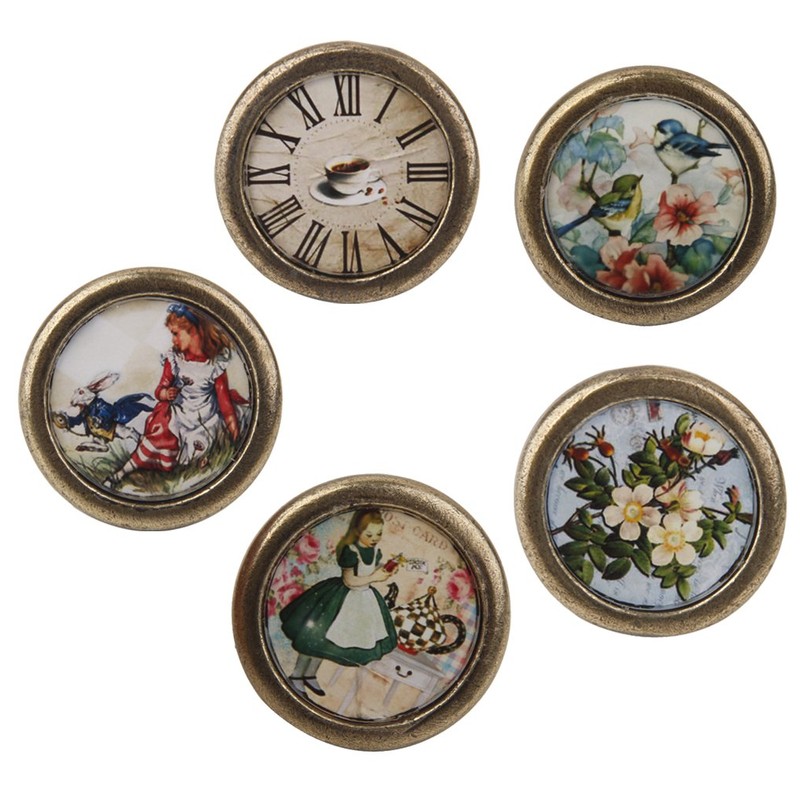 LOVIVER 10Packs Bird Flower Pattern Door Knobs Kitchen Cupboard Knobs