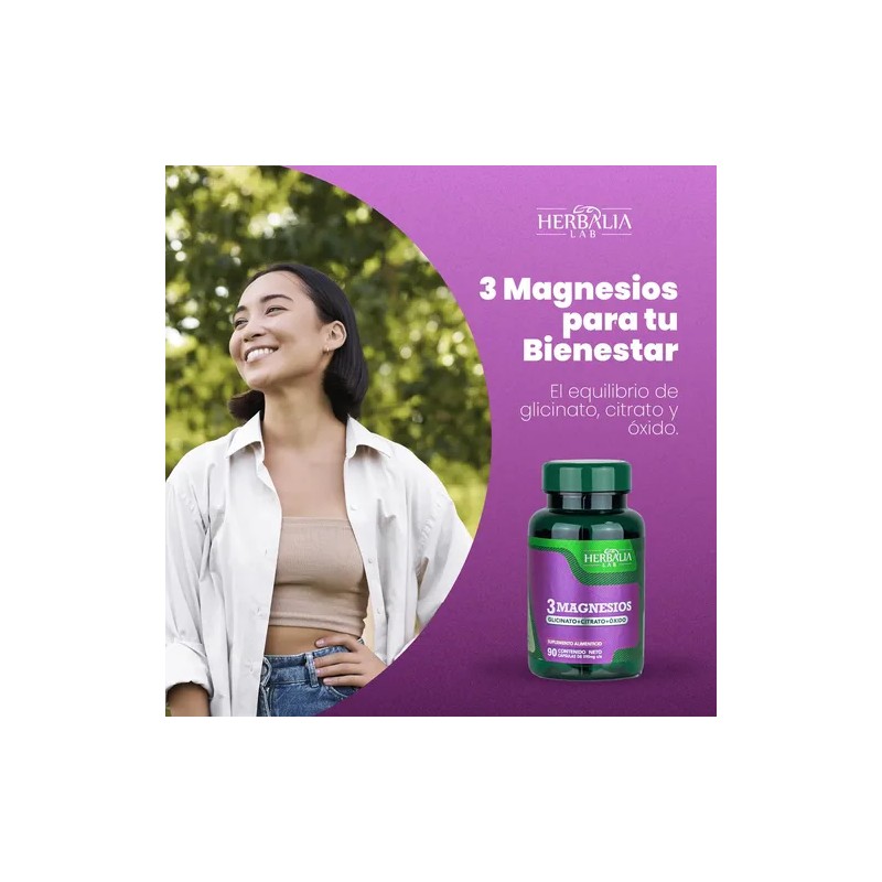 Magnesio Glisinato Citrato Óxido Cápsulas Herbalia Lab Vegano Uds