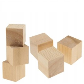 Wooden World 5 x Cubes Raw wooden dices art craft wood shape square - 30 mm