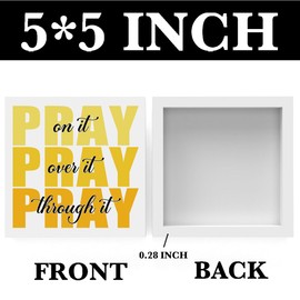 Inspirational Bathroom Room Decor, Christian Bible Desk Decoration, Accessories for Women Office, Dorm Decor Gifts for Women, Wooden Box Sign for Home Bedroom Table Shelf-Pray Through It(yellow)