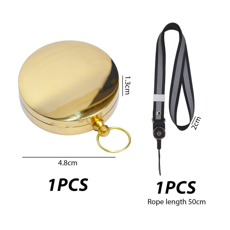 1 Piece Metal Compass 1 Piece Lanyard Pure Copper Flip