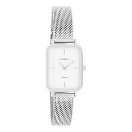 Oozoo Vintage Women's Watch | Women's Watch with Mesh Strap | Modern Watch for Women | Elegant Analogue Women's Watch in Rectangular C20350_C20354_Parent (24 x 28 mm Case), Silver/white, Bracelet