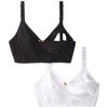 Leading Lady Women's Nursing Bra Wireless Cotton (2-Pack), White/Black, 36DD