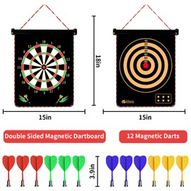 Magnetic Dart Board Games for Kids with 12 Darts Outdoor Toys for Boys Age 8-13 Cool Stuff for Boys Gifts Ideas for Teenage Boys Girls Age 8 9 10 11 12 13 14 15 16 Game Room Decor