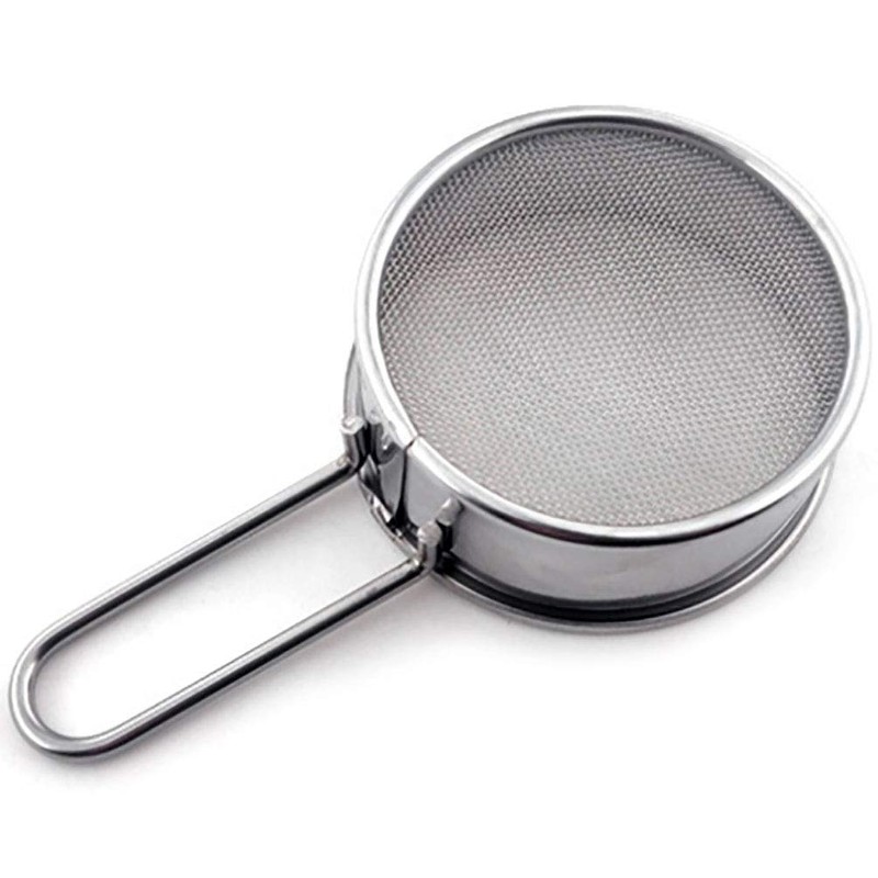Goeielewe Stainless Steel Strainer with Long Handle, Flour Sieve Mini