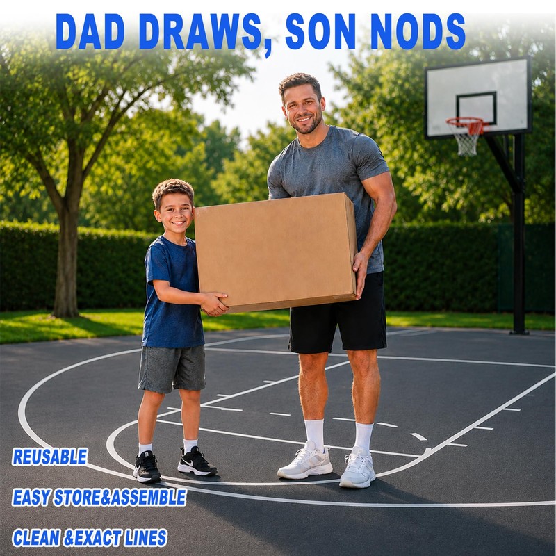 Reusable Waterproof Basketball Court Stencil Kit for Concrete