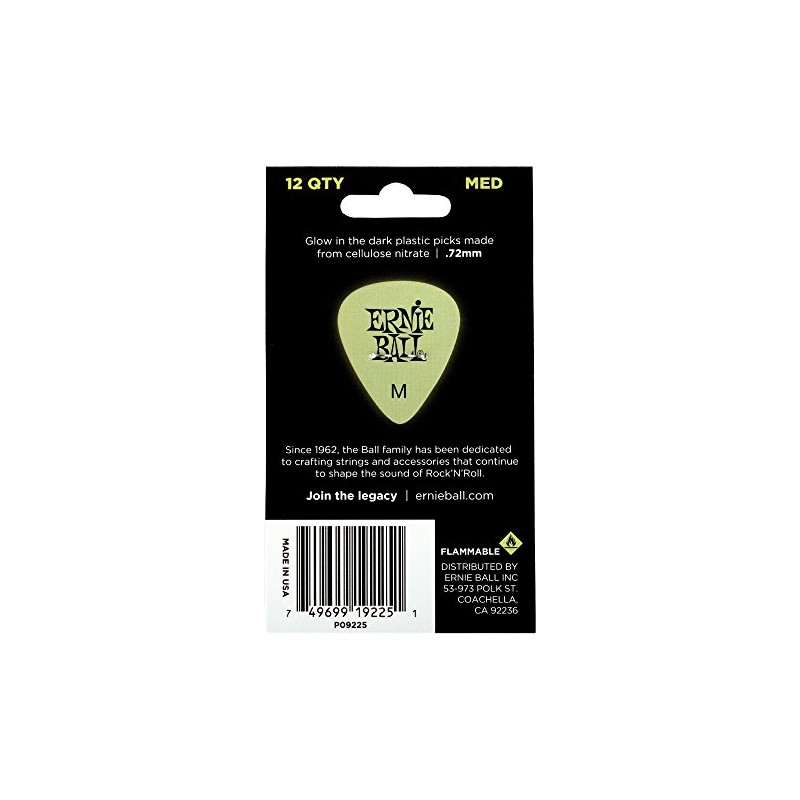 Ernie Ball Super Glow - Púas para guitarra, celulosa, grosor