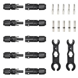 Trisinger 6 mm² Solar Connector Set IP68 1500 V - 5 Pairs Photovoltaic Plugs with Wrenches and Fully Tinned Copper Terminals for Solar Panel/Solar System