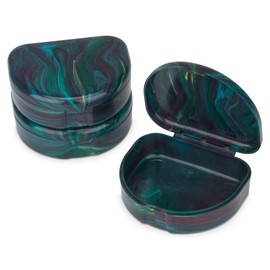 Practicon Practicon Marble Retainer Cases, Orthodontic Aligner Case, Mouth Guard Holder (3 Pack) (Dark Green)