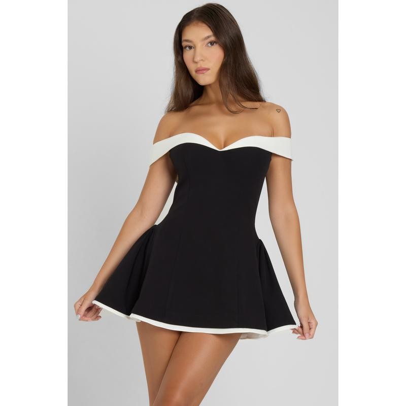 Ramona Contrast Corset Babydoll Mini Dress - Size: XL