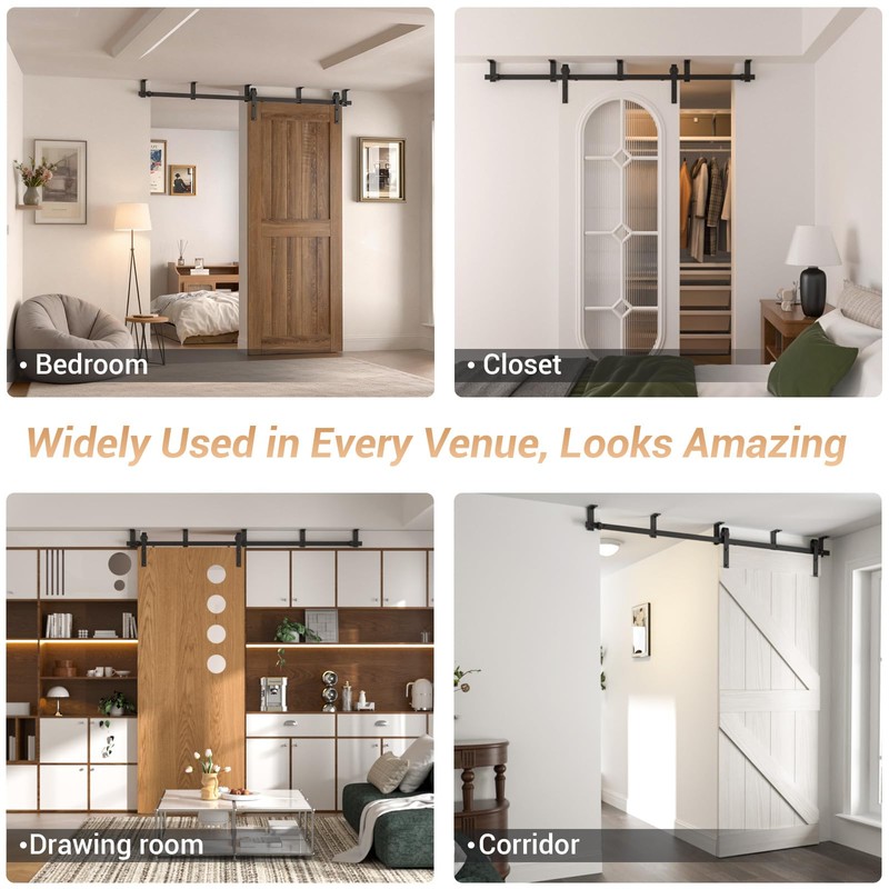 CCJH 7FT Ceiling Mount Bracket Sliding Barn Door Hardware Kit