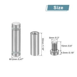 uxcell 12 Pcs Standoff Screws, 1/2" x 1.6" Stainless Steel Double Head Advertising Screws Wall Standoff Mounts Hardware for Acrylic Glass Sign Holder Wine Glass Rack, Silver