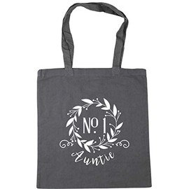 Hippowarehouse Number One Auntie Floral Wreath Tote Shopping Gym Beach Bag 42cm x38cm, 10 litres