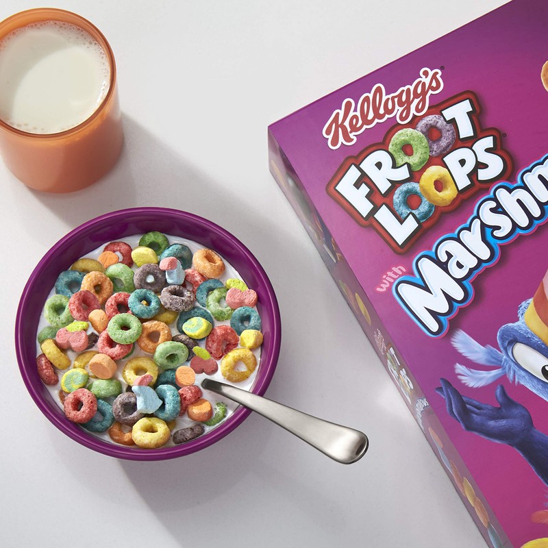Froot Loops Breakfast Cereal with Fruity Shaped Marshmallows, Low Fat,