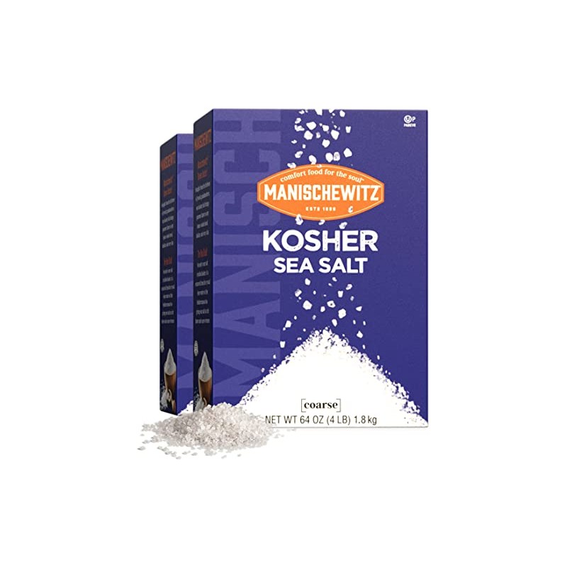 Manischewitz Natural Bulk Kosher Salt, 4lb (2 Pack) 100% Coarse
