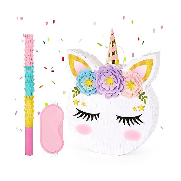 Unicorn Pinata - Unicorn Party Supplies Pinata with Stick and Blindfold for Girls Kids Birthday Party Game Anniversary Celebration Classroom Activities Unicorn Them Party Decorations(40 x 31 x 8cm)