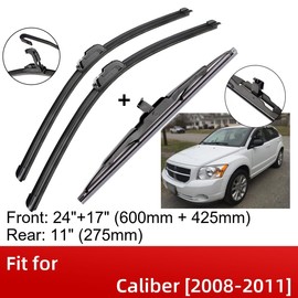 3 Wipers 24" 17" 11" Front And Rear Replacement Fit for Dodge Caliber 2008-2011, Windshield Wiper Blades Original Equipment Wiper Blade, That Meet OEM Quality Easy DIY Install Premium All-Season