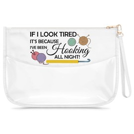 Gfhzdmf Crochet Gifts for Crochet Lovers Makeup Bag Knitting Gifts for Women Funny Present for Knitters Crocheters Zipper Makeup Pouch Christmas Birthday Present for Her Daughter Sister Mom Aunt