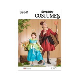 Simplicity Children's and Girls' Peacock and Devil Costumes Sewing Pattern Kit by Andrea Schewe, Design Code S9841, Sizes 7-8-10-12-14, Multicolor