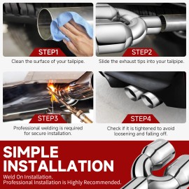 Dreamizer Chrome 2.5" In 3.5" Out Double Wall Dual Exhaust Tip For Honda Civic Sedan 17-25