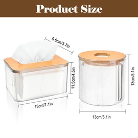 IBEQUEM 3PCS Tissue Box Holder, Clear Toilet Wipes Dispenser Box with Bamboo Wood Lid, Rectangular Container for Office, Living Room,Car, Bathroom, Bedroom