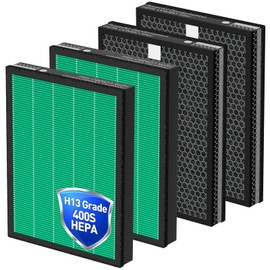 400/400S Replacement Filter for Coway Airmega Max2 400 400S 400(G) 400S(G) Air Puri-Fier, 4 Pack Max 2 H13 Green True HEPA & Active Carbon Filter, AP-2015-FP, 2 Set