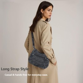 Ausing Crossbody Bag Women's Large Canvas Bag with Zip Jeans Bag Women's Crossbody Bag Women, black A