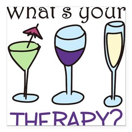 CafePress Whats Your Therapy Square Car Magnet 3 X 3 Square Car Magnet, Magnetic Bumper Display