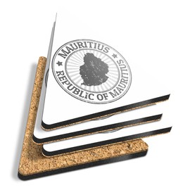 4 x Triangle Coasters - BW - Repubblica Of Mauritius Map Africa Cork Backed MDF Glossy Tea Coffee Accessory #41836