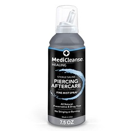 MediCleanse Aerosol salino estéril para el cuidado posterior de perforaciones en pulverización de niebla fina, 7.5 onzas, todo natural, sin alcohol, a