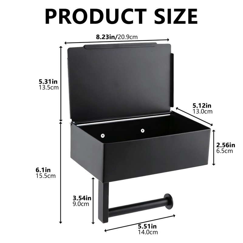 Toilet Paper Holder with Shelf & Storage - Wall Mount,