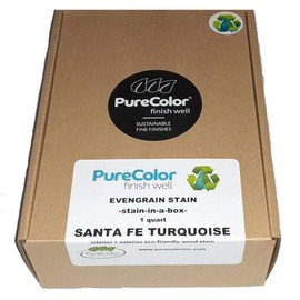 PureColor - Wood Stain and Finishes - Eco-Friendly, Vivid Colors, Deep Pigment, Ready to Use, Water-Based, Low VOC, No Odor, & Easy Clean-Up. Quart, Santa Fe Turquoise