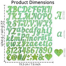 YIKTUNQ 12 Sheets 1 Inch Glitter Letter Number Stickers, 1044 Pieces Self-Adhesive Vinyl Sparkle Alphabet Label Decals for Scrapbook, Journal, Greeting Cards, Crafts, Bottles - Green