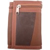Mens Leather Tri-Fold Wallet/Coin Holder with Key Chain - Brown/Dark