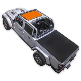 SPIDERWEBSHADE Original JT 4-Door Half Sunshade Top (2018-2026) Compatible with Jeep Wrangler JT Gladiator Rubicon Sahara Sport All Trims - Airbag Safe - USA Made - 10 Year Warranty (Orange)