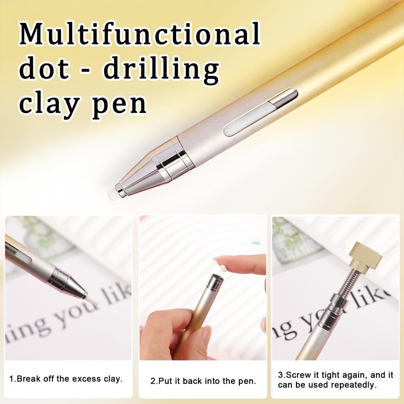 DANNEASY Rhinestone Picker Tool, Metal Diamond Art Pens Refillable Wax