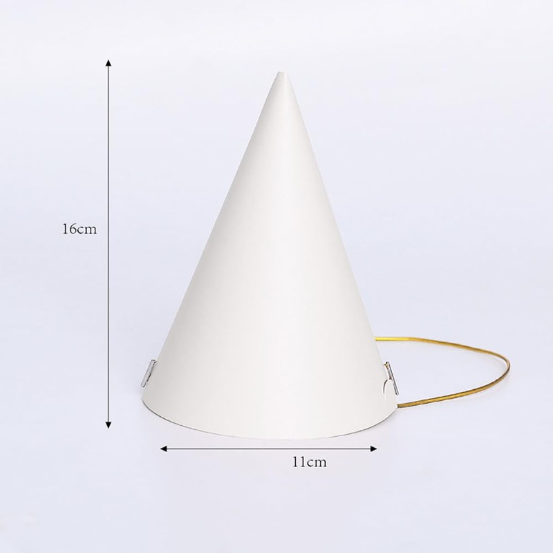 JIHUOO 30 cappelli a cono di carta bianca, per feste