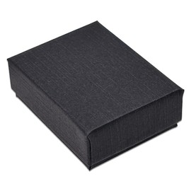 TheDisplayGuys - 100-Pack #11 Cardboard Linen Paper Jewelry Boxes Gift Cases w. Cotton Padding - Black (2.1" x 1.8" x 0.8")