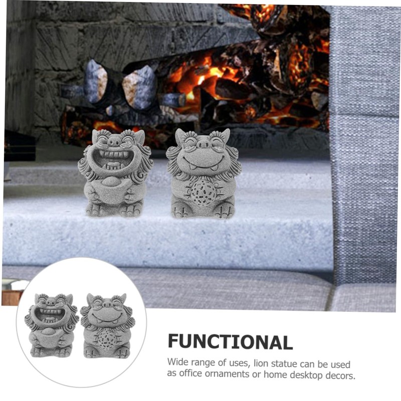 CAXUSD 2pcs Lion Statue Mini Lion Figurine Decorative Miniature Lion