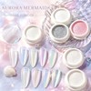 Aurora Chrome Nail Powder, 8pcs Iridescent Mirror Effect with Sponge