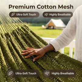 Mayan Handwoven Hammock, 2 Person, 500 lb, Cotton Nylon Rope