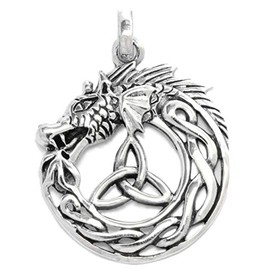 Germanenschmuck Braigh Midgard Snake (Necklace Pendant in Silver) | Genuine 925 Sterling Silver Dragon Pendant, Sterling Silver, No Gemstone