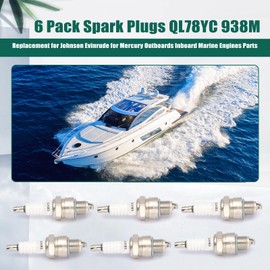 YUXIVCNE 6 Pack Spark Plugs QL78YC 938M Replacement for Johnson Evinrude for Mercury Outboards Inboard Marine Engines Parts Replace BPZ8HS10